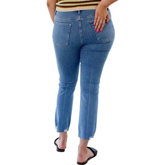 NEW FRAME women's le high straight raw fray jeans in clearwater modern - Picture 3 of 3